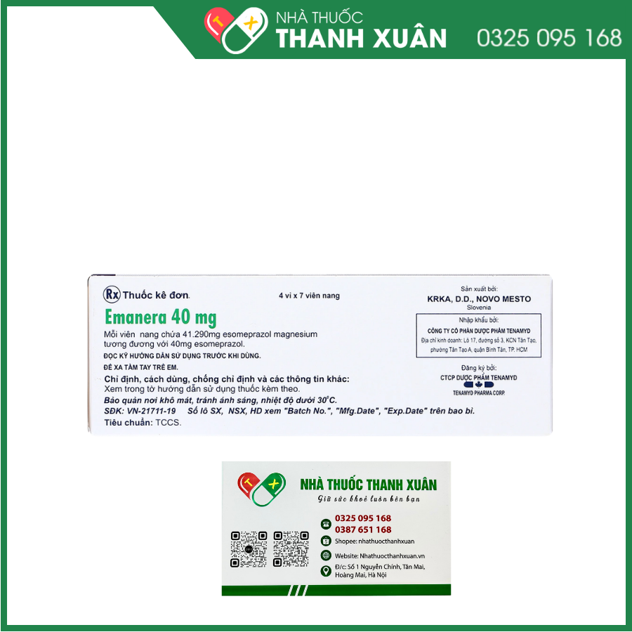 Emanera 40mg trị viêm loét thực quản do trào ngược